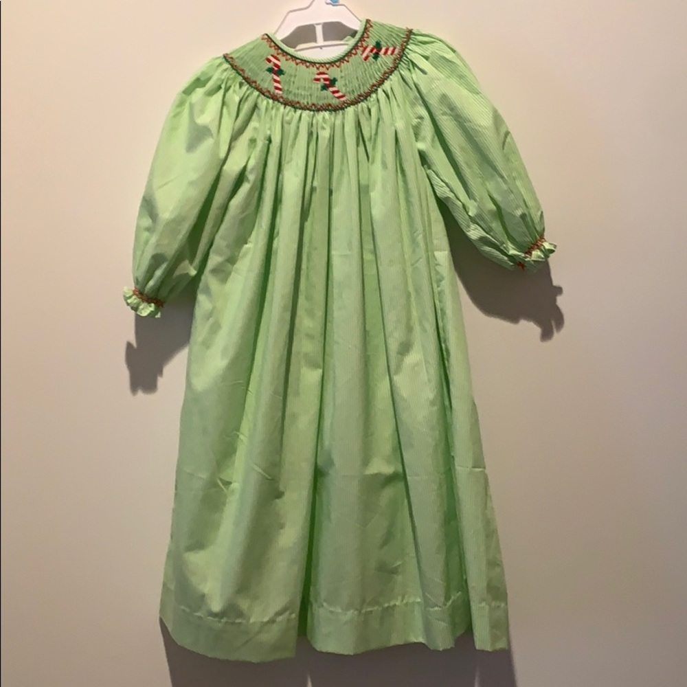 EUC GIRLS STRIPED SMOCKED CANDY CANE DRESS 4T